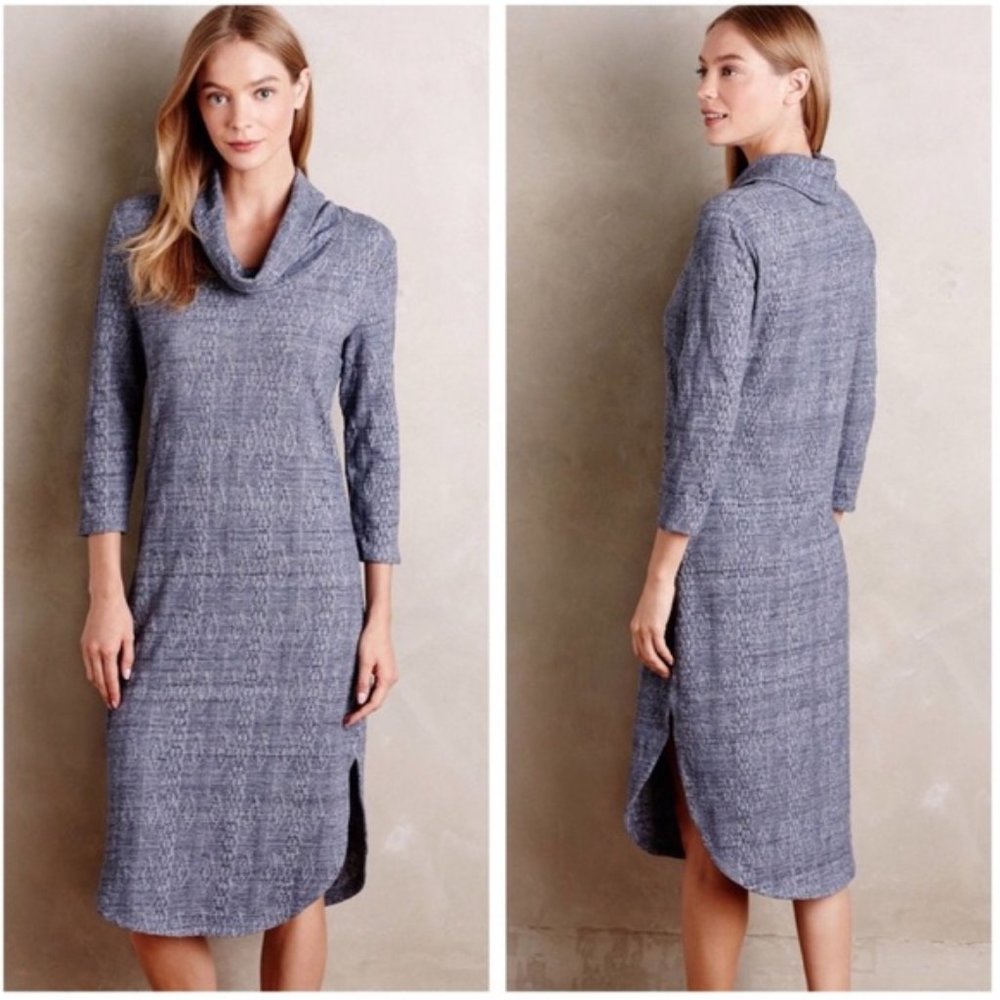 Anthropologie Blue Long Sleeve Dress